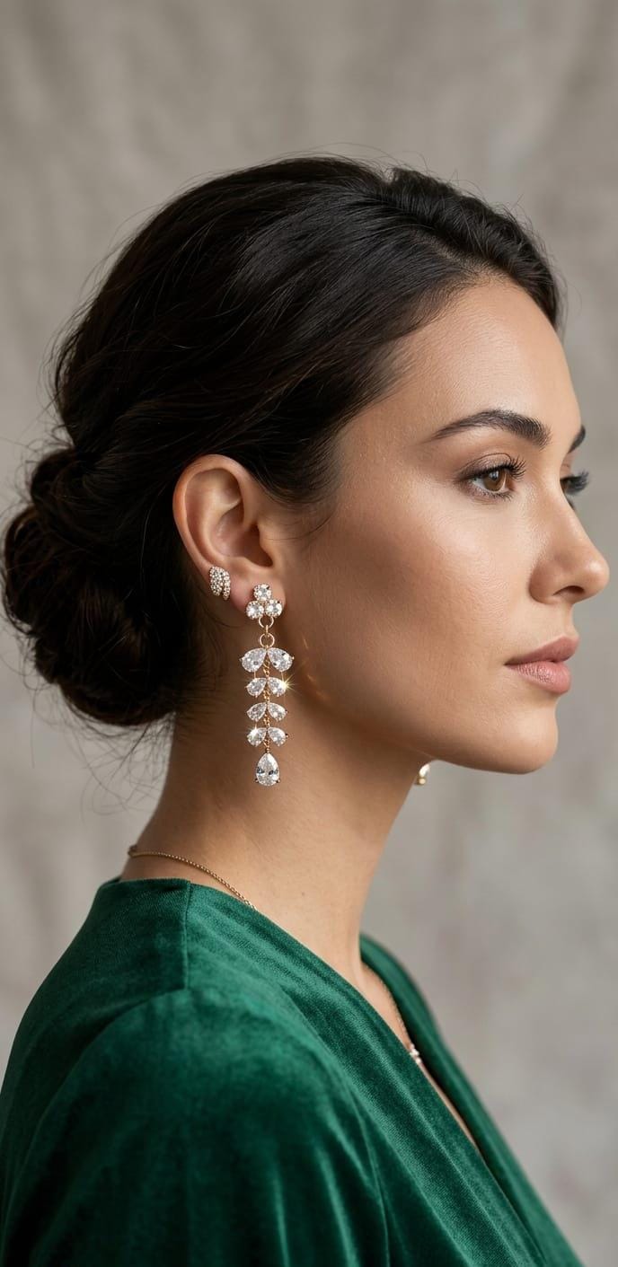 Rose Gold Marquise Drop Earrings | Crystal Leaf Dangles