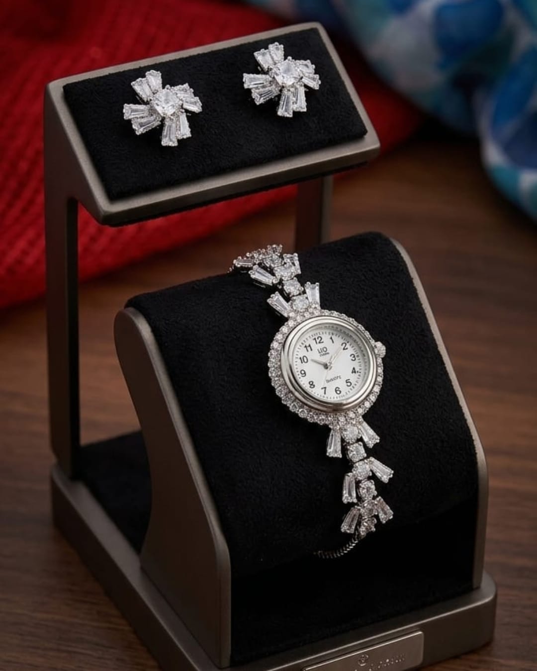 American Diamond Watch and Earring Set | Silver Jewelry Combo - Image 2